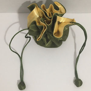 JEWELRY POUCH - Satin Green & Yellow Travel Pouch